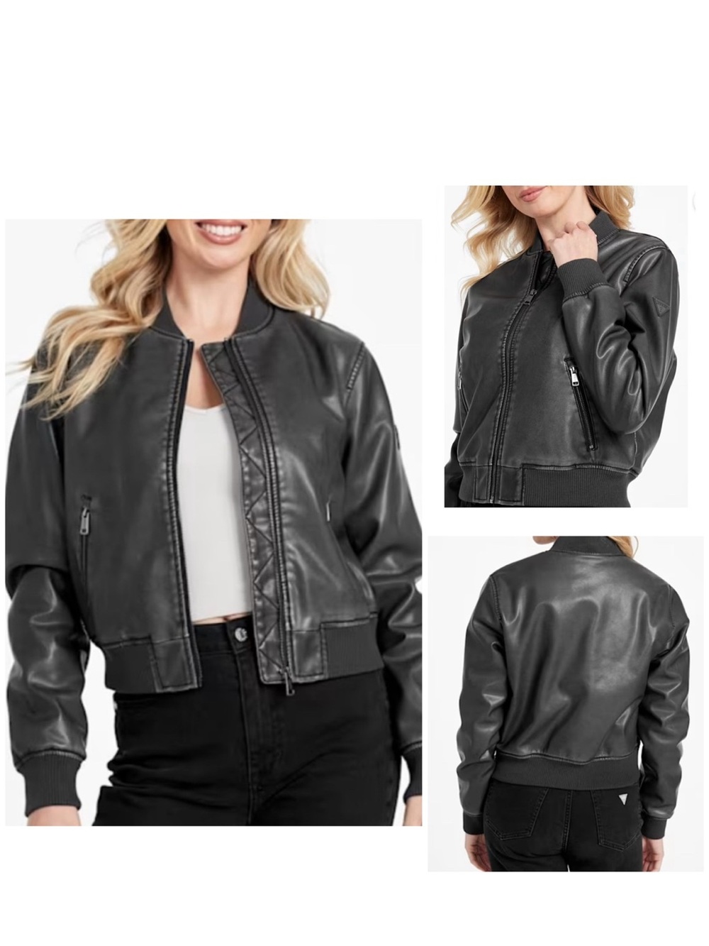 Guess  Leather Bomber Jacket by